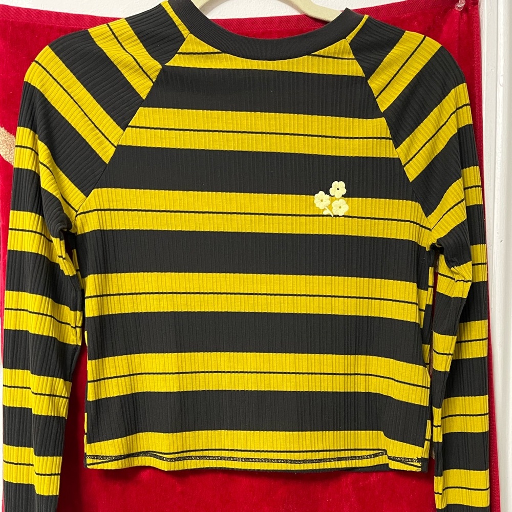 Striped Long-Sleeve Crop Top SIZE M